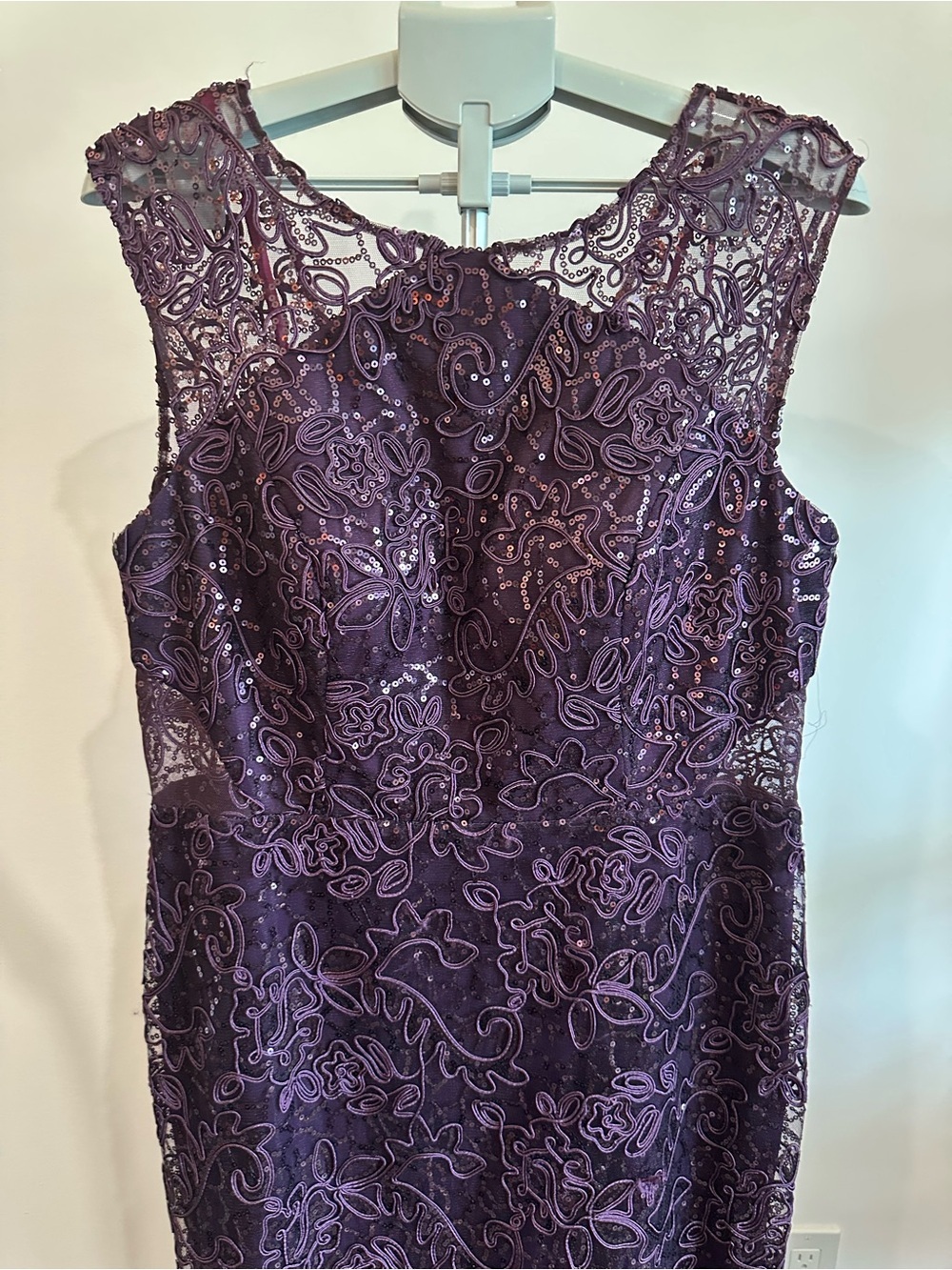 Ignite Evenings New York Dress Size 14 Purple Sequin Lace Formal EVENING gown